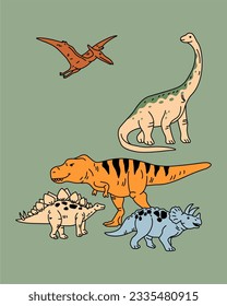 Dino set vector , graphic for tshirt and other pring 