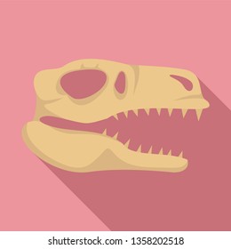 Dino Skull Head Icon. Flat Illustration Of Dino Skull Head Vector Icon For Web Design