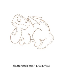 DINO SLEEP MONOCHROME Prehistoric Hand Drawn Illustration