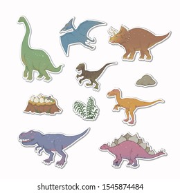Dino sticker set isolated on a white background