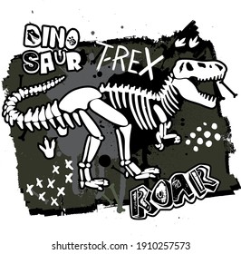 Dino T REX. Typography print with dinosaur  . Original design with t-rex, dinosaur. print for T-shirts, textiles, wrapping paper, web. 