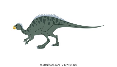 Dino with tail and limbs, isolated icon of dinosaur personage. Vector Extinct animal from prehistoric times, monster predator character