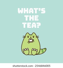 Dino Tea Pusheen vector illustration