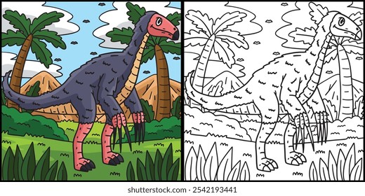 Dino Therizinosaurus Coloring Page Illustration