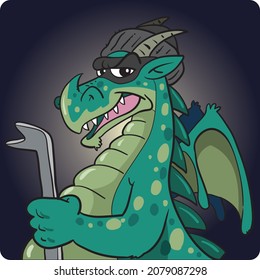 Dino with thief mask character design.Vector illustration 