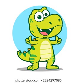 Dino Thumbs Up Cartoon Illustration