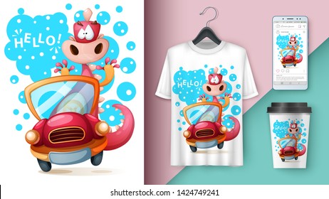 Dino travel - mockup for your idea. Vector eps 10