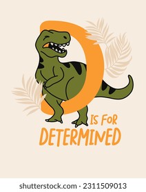 Dino T-Rex with palm leaves