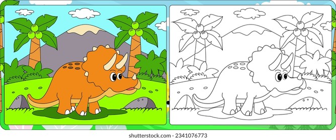 Dino Triceratops  toon coloring for kids