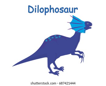 Dino vector cartoon illustration t shirt design for kids with prehistoric animal dilophosaur theme wallpaper