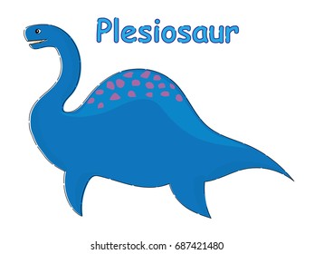 Dino vector cartoon illustration t shirt design for kids with prehistoric animal plesiosaur theme wallpaper