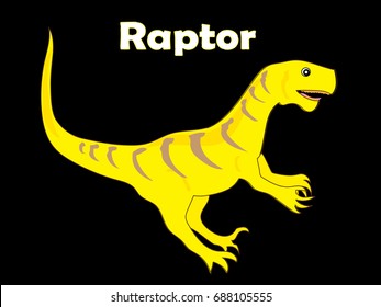 Dino vector cartoon illustration wallpaper t shirt design for kids isolated on black background, velociraptor theme