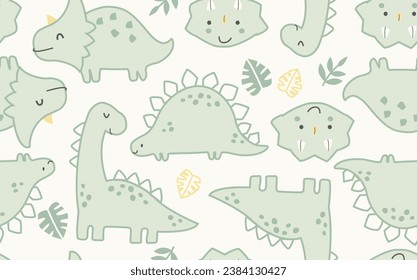 Dino vector, Cute dinosaur, baby dino vector, Dino friends, Dino family, Happy pattern, Cute dinosaur repeat