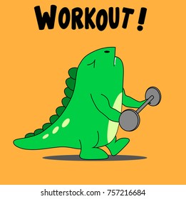 dino workout. vector cartoon illustration