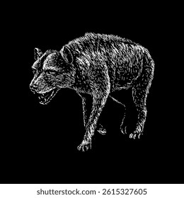 Dinocrocuta hand drawing vector isolated on black background.