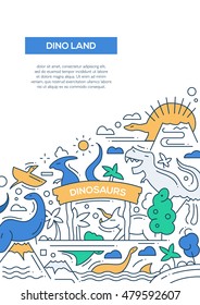 Dinoland - vector line design brochure poster, flyer presentation template, A4 size layout