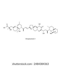 Dinophysistoxin 1 skeletal structure diagram.marine toxin compound molecule scientific illustration.