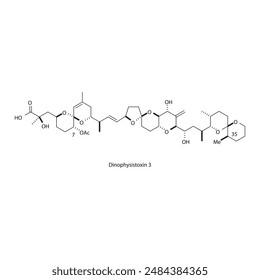 Dinophysistoxin 3 skeletal structure diagram.marine toxin compound molecule scientific illustration.
