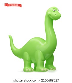 Dinosaur 3d vector icon. Brachiosaurus, sauropod cartoon character