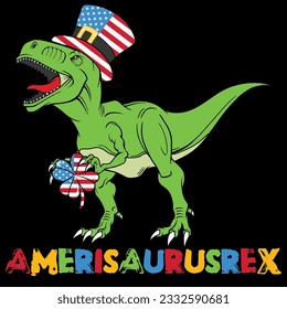 Dinosaur 4th of july amerisaurusrex t-shirt design