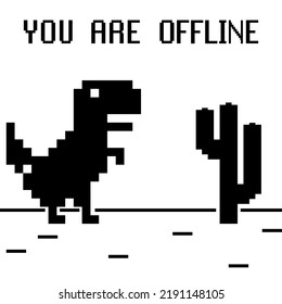 Dinosaur 8-Bit Pixel Art Explained Offline Error For Internet