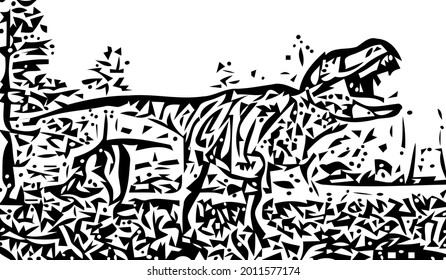 Dinosaur abstract art, very cool and unique. with black and white Color