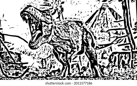Dinosaur abstract art, very cool and unique. with black and white Color