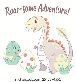 Dinosaur Adventure: Caza de huevos Diseño de Vector