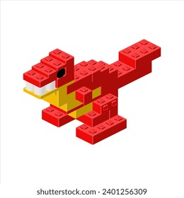 dinosaur allosaurus in isometry. Vector