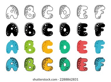 Dinosaur alphabet in cartoon style