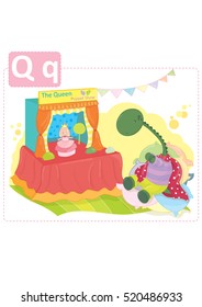Dinosaur alphabet, letter Q from Queen