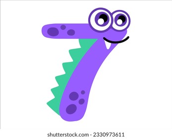 Dinosaur Alphabet Number 7 Illustration