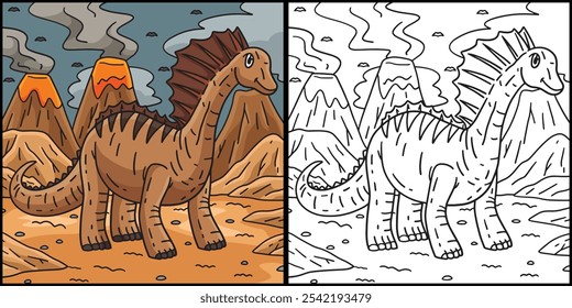 Dinosaur Amargasaurus Coloring Page Illustration