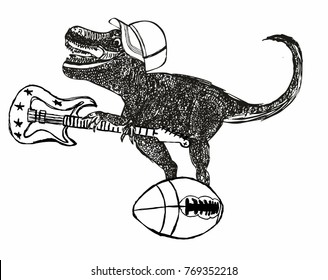 Dinosaur American Football player graphic design vector art