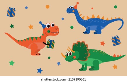 Dinosaur animal happy birthday vector 