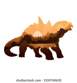 Dinosaur, animal illustration, vector background.