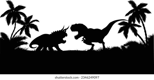 A dinosaur animal silhouettes background landscape scene