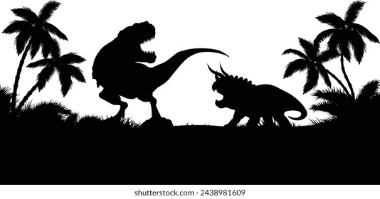 A dinosaur animal silhouettes background landscape scene