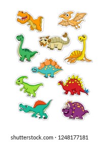 Dinosaur animal stickers for kids, funny stickers, vector dinosaur animals
