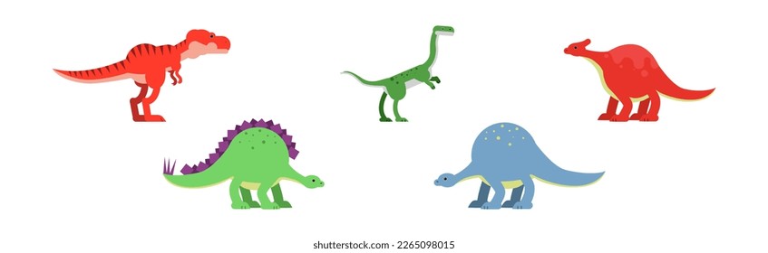 Dinosaur Animals as Jurassic Period Fauna Vector Set