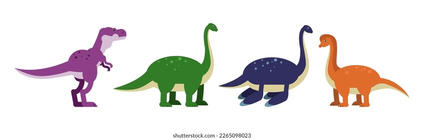 Dinosaur Animals as Jurassic Period Fauna Vector Set
