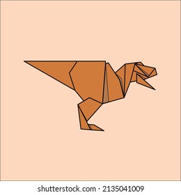 Dinosaur animals origami flat design. illustration set. Cartoon of folding paper collection. Vector illustration.
