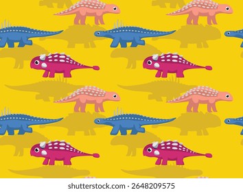 Dinosaur Ankylosauria Summer Set Cartoon Seamless Pattern Background Wallpaper