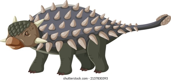 A dinosaur ankylosaurus on white background illustration