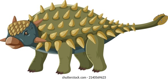 A dinosaur ankylosaurus on white background illustration