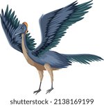 A dinosaur Archaeopteryx on white background illustration