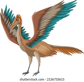 A dinosaur Archaeopteryx on white background illustration