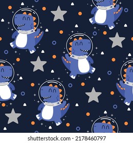 Dinosaur astronaut cartoon trendy pattern background concepts