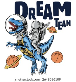 dinosaur and astronaut graphic pattern design. fashion patterns, men tshirt printing pattern. kids clothing, fashion and more