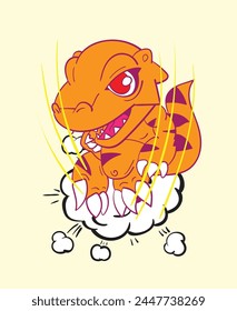 Diseño de ilustración de ataque de dinosaurio para sukajan es tela o camiseta tradicional japonesa media con bordado digital dibujado a mano Camisetas de los hombres Verano Casual de manga corta Hip Hop T Shirt Streetwear